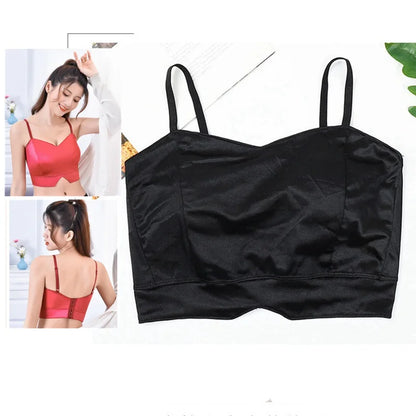 Top Female Silk Tank Tops Women'S Summer Camisole Spaghetti Strap Top Women Halter V Neck Basic White Cami Sleeveless Satin