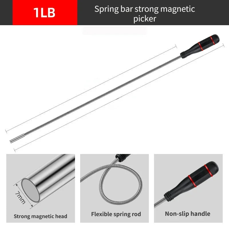 New Foldable Strong Magnetic Pickup Tool Metal Flexible Pick Up Tool Suction Bar Magnet Spring Grip Grabber Portable Hand Tools