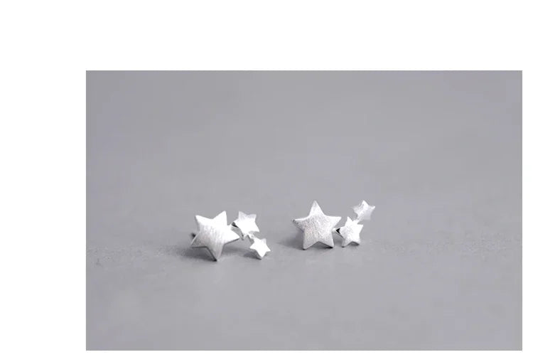 Silver Color Star Stud Earrings Women Girl Gift Fashion Cute Banquet Asymmetry Jewelry Dropshipping Wholesale