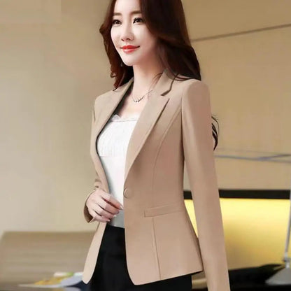 Female Korean Casual Short Single Button Blazer Femme High-quality Women Blazers Jacket Spring Autumn Lady Office Work Suit Coat