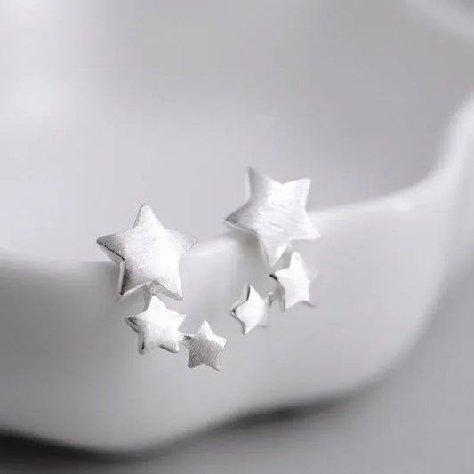 Silver Color Star Stud Earrings Women Girl Gift Fashion Cute Banquet Asymmetry Jewelry Dropshipping Wholesale