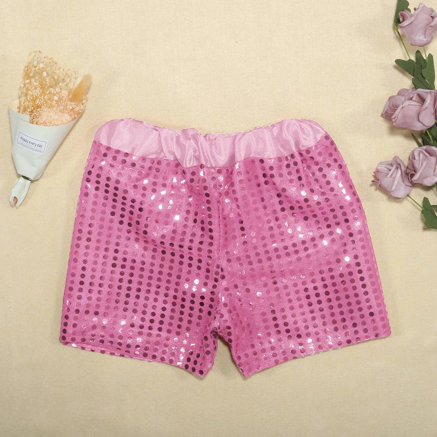 Toddler Kids Baby Girls Boys Sparkly Sequins Elastic Waist Birthday Shorts Pants Party Shorts Breathable Plus Size Pants