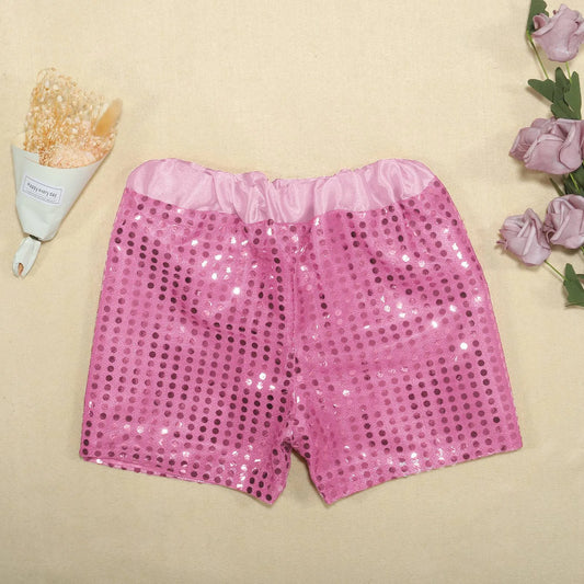 Toddler Kids Baby Girls Boys Sparkly Sequins Elastic Waist Birthday Shorts Pants Party Shorts Breathable Plus Size Pants