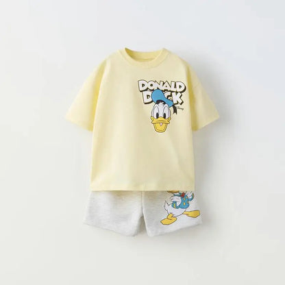 Disney Cartoon T-shirt Outfits Summer Clothing Baby Boys Short Sleeve Tops Shorts Casual Tracksuits Kids Mickey Tees Set 1-5 Age