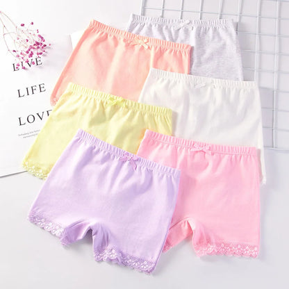 Girls Safety Panties Kids Cotton Children Underwear Children's Briefs Cartoon Beach Short Solid color For 2-11 Years Old 2pcs