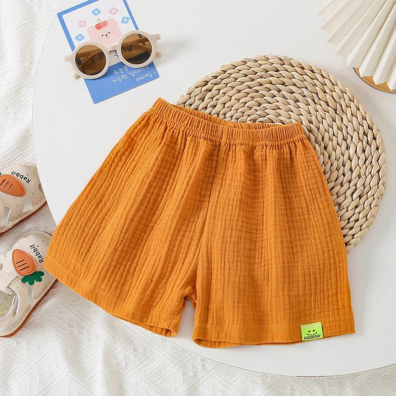 Fashion Shorts Boy Solid Color Children's Clothing Girls Pants Cotton Linen Bread Baby Short bottom Infant korea style 0-8Y DS19