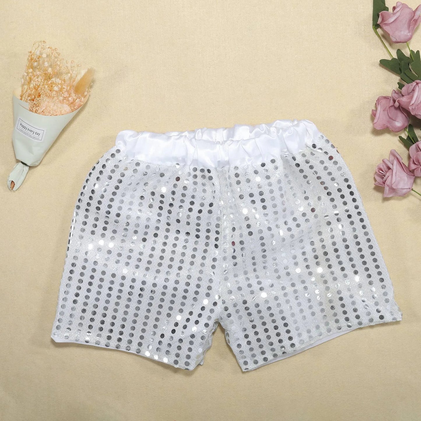 Toddler Kids Baby Girls Boys Sparkly Sequins Elastic Waist Birthday Shorts Pants Party Shorts Breathable Plus Size Pants