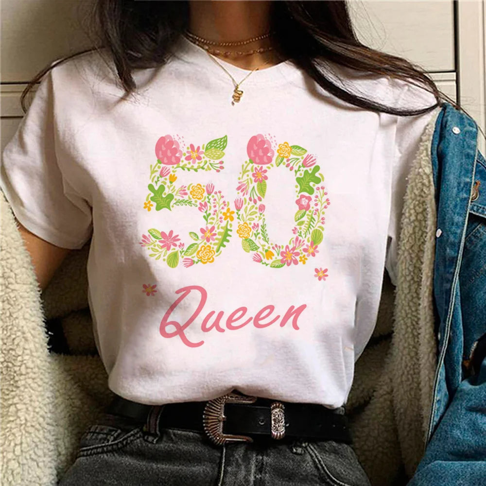 50 Ans 50th Years Birthday t shirt women harajuku manga top female graphic comic clothes