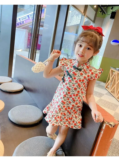 Summer Girl Dress Cheongsam Fashion Baby Chinese Modern Hanfu Girl's Qipao Tang Style Children's Dresses Vestidos Kids Clothes