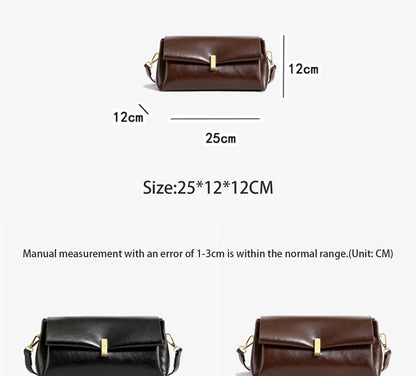 Coffee Color Retro Women's Small Square Bag Ladies 2025 Fashion One Shoulder Bags Versatile High-end PU Leather Crossbody Pack