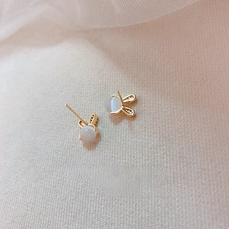 2022 Trendy 925 Sterling Silver Cute Bunny Cat Eye Zircon Stud Earrings Fashion Woman Simple Luxury Jewelry Party gifts