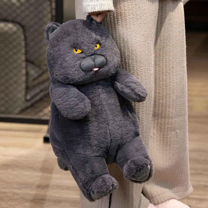 Fat Cat Plush Stuffed Animals Toy Lifelike Black Cat Toy for Boys and Girls Xmas Birthday Gift