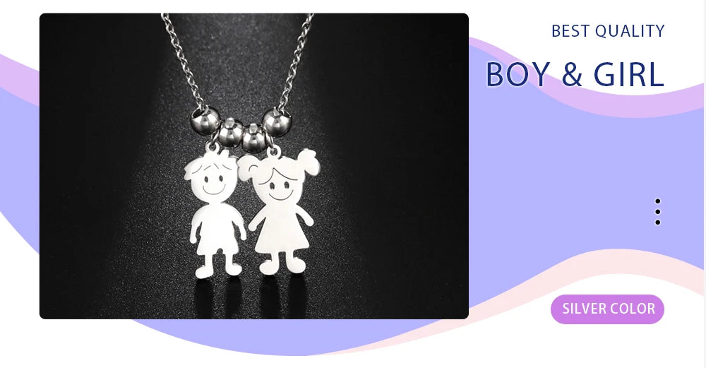 Personalized Boy Girl Necklace Custom Chain Name Mother Kid Family Valentines Gift For Women Men Stainless Steel Pendant Jewelry