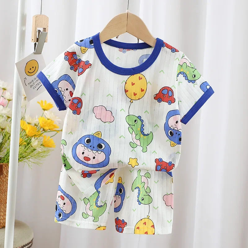 2024 summer new children's clothes kids short sleeve shorts set boys and girls baby t-shirts boys and girls cotton wholesale