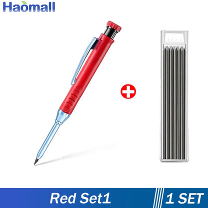 Metal Solid Carpenter Pencil Set For Deep Hole Marker With Refill Leads Marking Tool Woodworking Deep Hole Mechanical Pencils