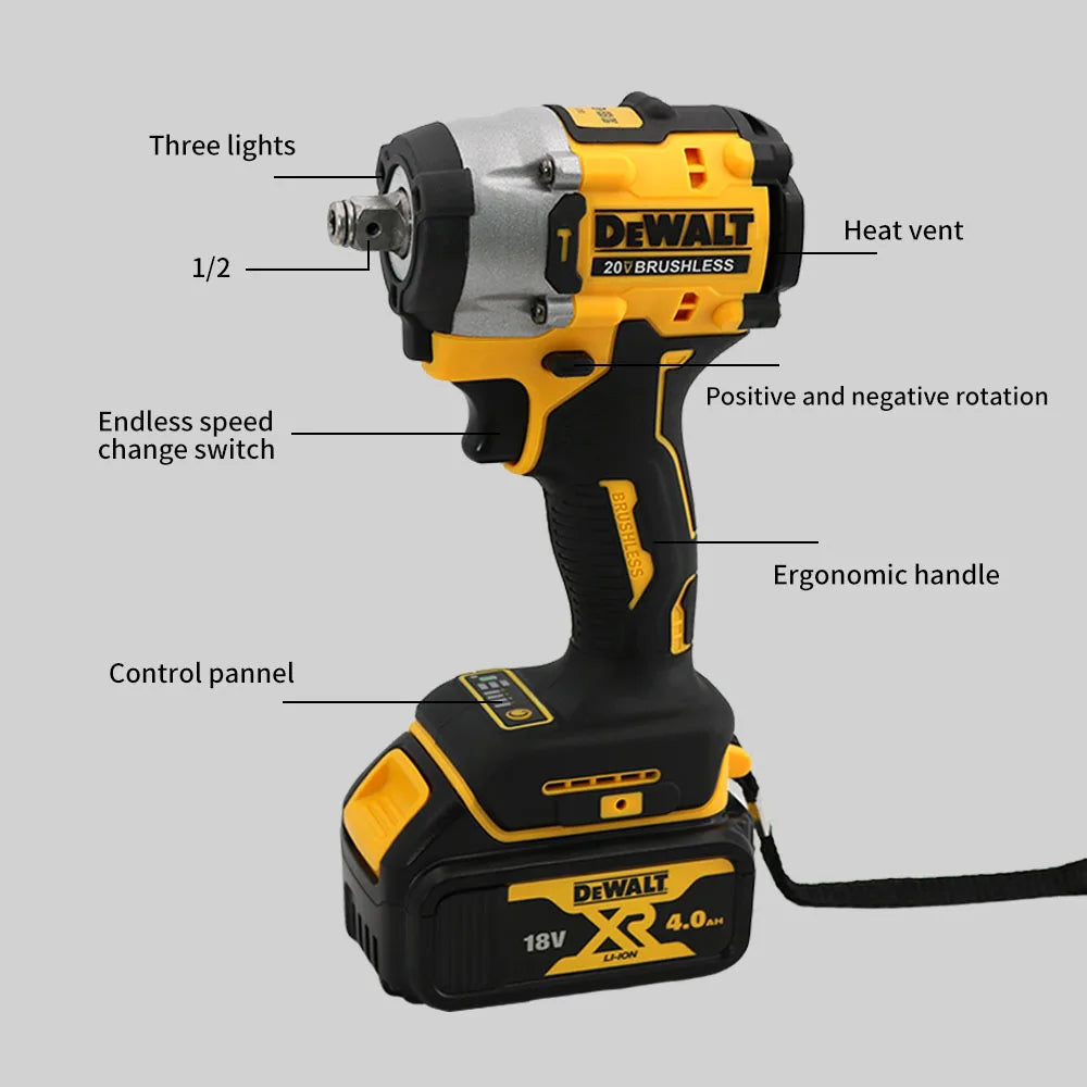 DEWALT DCF921 ATOMIC 20V MAX Cordless Wrench 1/2 in Cordless Impact Wrench Variable Speed Charging Wrench DCF921N with battery