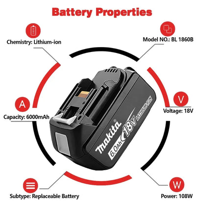 100% Genuine/Original Makita 18v 6.0Ah for Makita Tools Drill Battery Bl1850b BL1850 Bl1860 Bl 1860 Bl1830 Bl1815 Bl1840 LXT400