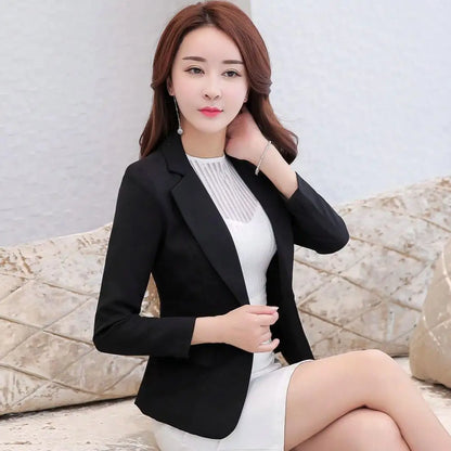 Female Korean Casual Short Single Button Blazer Femme High-quality Women Blazers Jacket Spring Autumn Lady Office Work Suit Coat