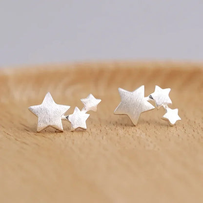 Silver Color Star Stud Earrings Women Girl Gift Fashion Cute Banquet Asymmetry Jewelry Dropshipping Wholesale