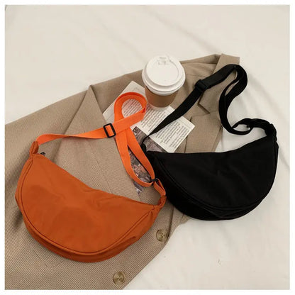 2023 nylon messenger bag women's new trendy dumpling bag lightweight small shoulder bag armpit bag simple shoulder canvas bag