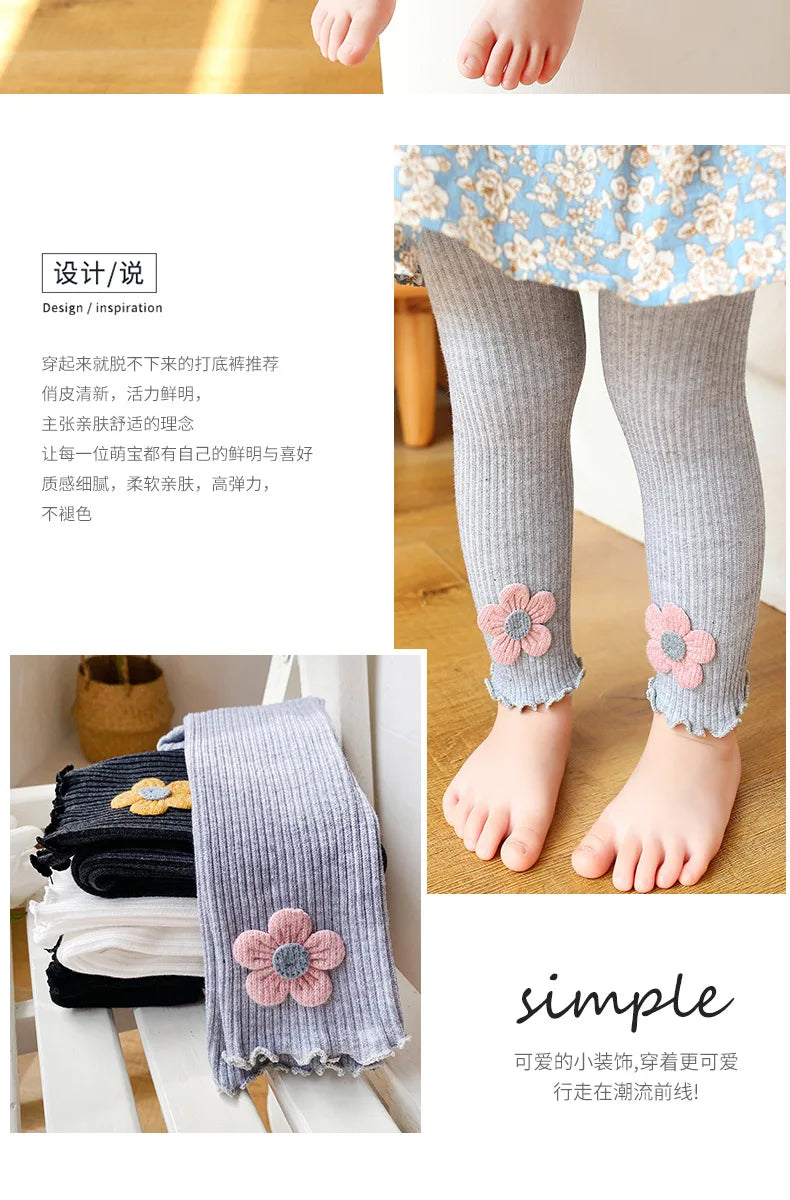 2023 Ins New Baby Leggings Girls Flower Leggings Knitwear Girls Leggings