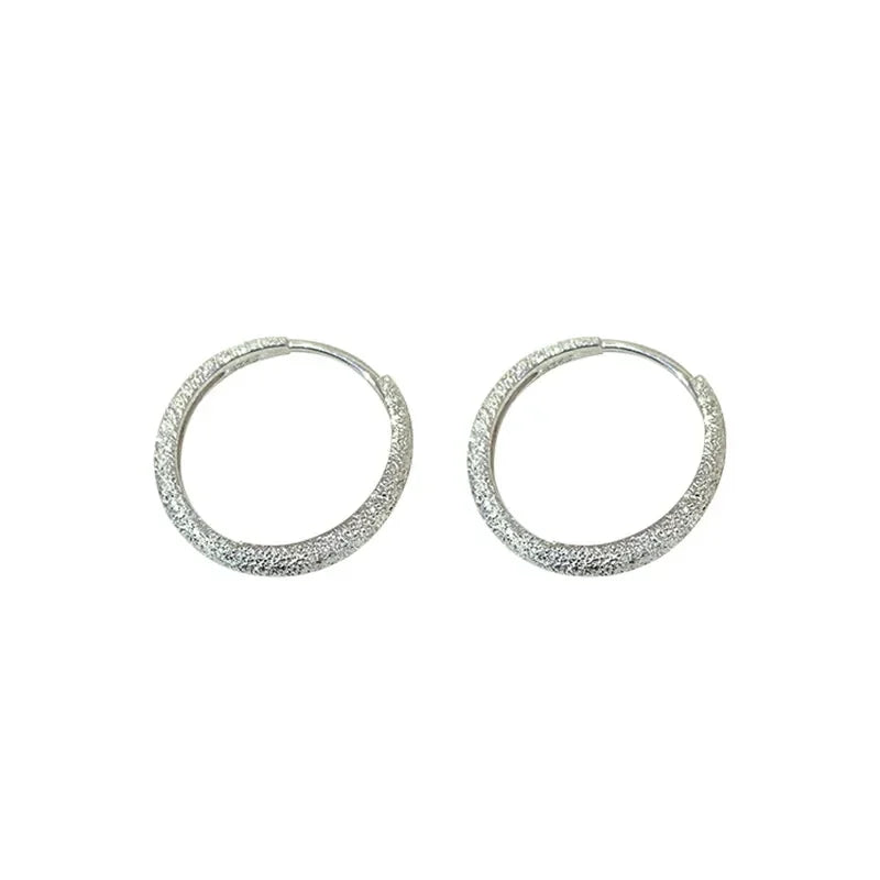 2024 New Fashion Silver Color Needle Piercing Circle Charm Hoop Earring For Women Girls Party Wedding Jewelry