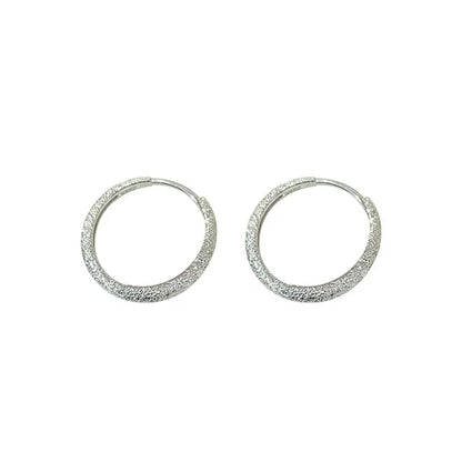 2024 New Fashion Silver Color Needle Piercing Circle Charm Hoop Earring For Women Girls Party Wedding Jewelry