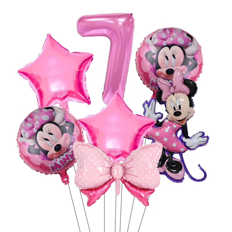 Minnie Mouse Birthday Party Decorations Tableware Set Birthday Decorations Full Set Pink Balloons Banner Candy Box Kids Favors