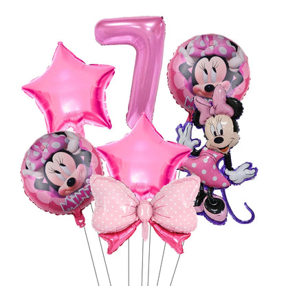 Minnie Mouse Birthday Party Decorations Tableware Set Birthday Decorations Full Set Pink Balloons Banner Candy Box Kids Favors