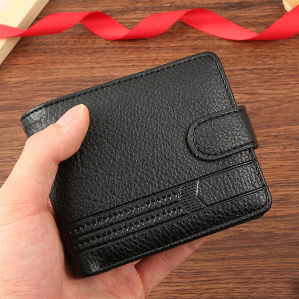 New Men Short Bifold PU Leather Male Hasp Wallet Credit ID Card Holder Men's Wallet Billfold Purse Clutch Men's Purses Money Bag