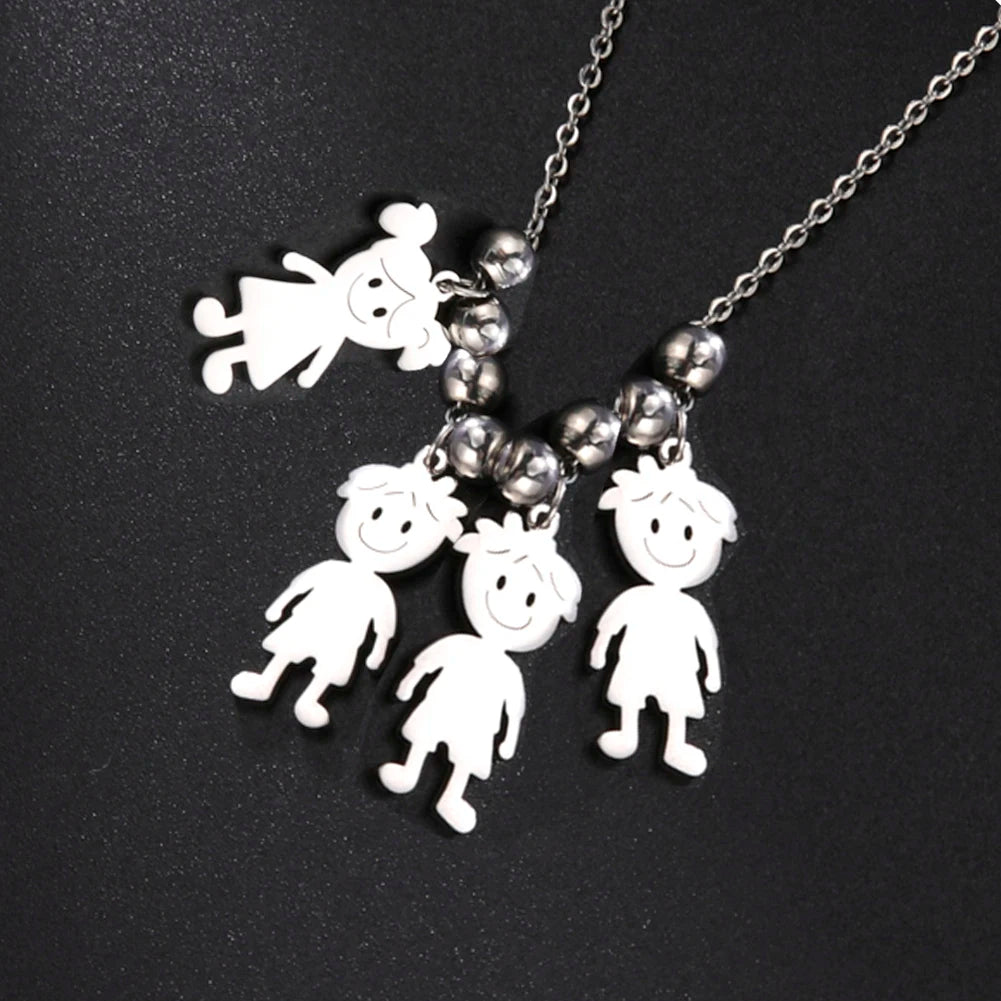 Personalized Boy Girl Necklace Custom Chain Name Mother Kid Family Valentines Gift For Women Men Stainless Steel Pendant Jewelry