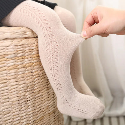 0-5Years Toddler Baby Tights For Girls Fashion Knitted Ribbed Newborn Pantyhose Solid Mesh Kids Leggings For Girls Spring Autumn