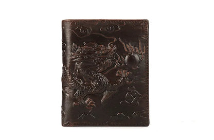 High Quality Genuine Leather Short Wallet 3D Dragon Style Card Wallet 2024 Vintage Bifold Small Purse for Man Male Gift Purses