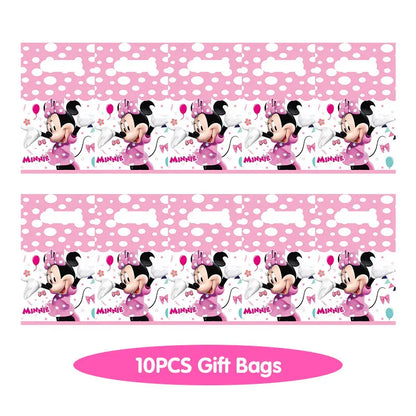 Minnie Mouse Birthday Party Decorations Tableware Set Birthday Decorations Full Set Pink Balloons Banner Candy Box Kids Favors