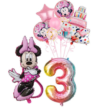 Minnie Mouse Birthday Party Decorations Tableware Set Birthday Decorations Full Set Pink Balloons Banner Candy Box Kids Favors