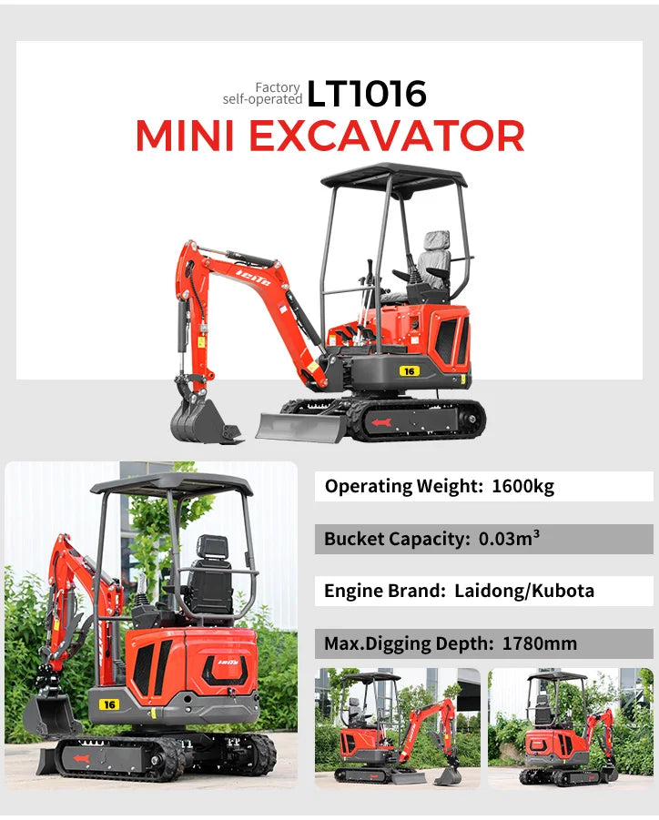 Fast Delivery Multi-function Mini Excavator 1 Ton Kubota Engine Digger Small Crawler Farm Excavators 2 Ton 3 Ton Home Customized