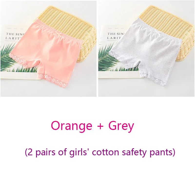 Girls Safety Panties Kids Cotton Children Underwear Children's Briefs Cartoon Beach Short Solid color For 2-11 Years Old 2pcs