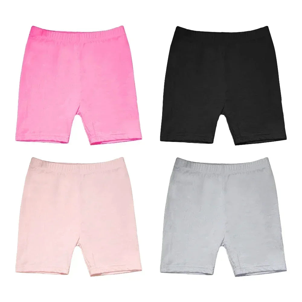 4pcs Girls Safety Pants Modal Dance Leggings Shorts 2024 Soft Candy Color Panties Girls Underwear Short tights Aged 3-12 Years