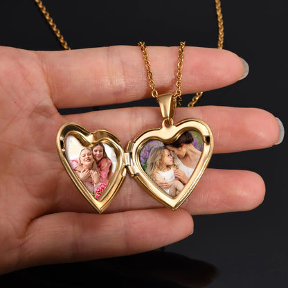 Custom Pictures Stainless Steel Jewelry Heart Photo Frame Locket Necklace Women Pendant For Girlfriend Valentine's Day Gift