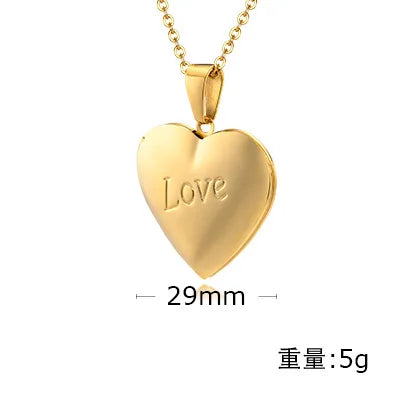 Custom Pictures Stainless Steel Jewelry Heart Photo Frame Locket Necklace Women Pendant For Girlfriend Valentine's Day Gift