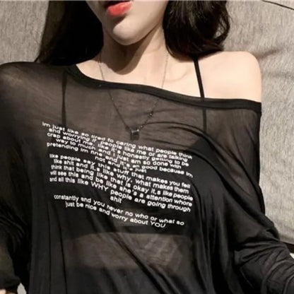 Loose T-shirts for Women Letter Pattern Simple Design Korean Style Summer Clothing Thin All-match Young Students Tops New Trendy