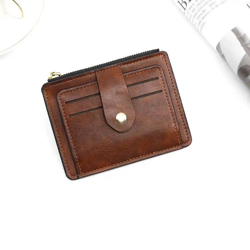 Luxury Small Men's Credit ID Card Holder Wallet Male Slim Leather Wallet with Coin Pocket Brand Designer Purse for Men Women