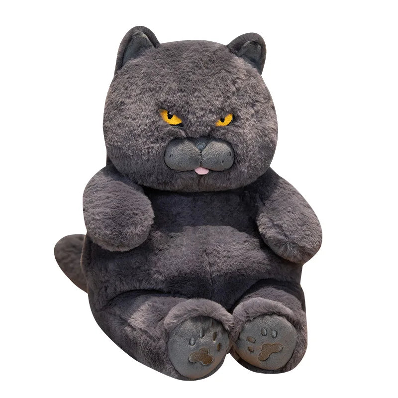 Fat Cat Plush Stuffed Animals Toy Lifelike Black Cat Toy for Boys and Girls Xmas Birthday Gift