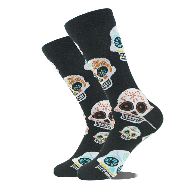 Cotton Happy Funny Socks Men Alien Planet Shark Crazy Design Sokken Unisex Novelty Dinosaur Crew Skateboard Calcetines Hombre