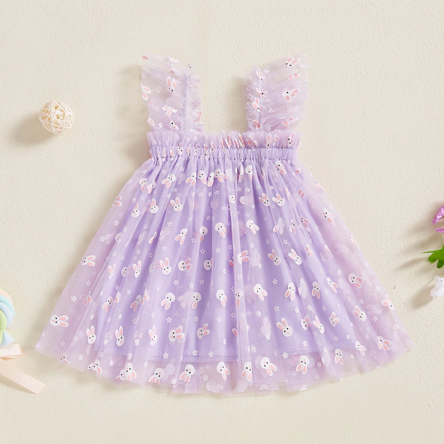 Toddler Girls Sleeveless Dress Easter Outfit Casual Summer Carrot/Rabbit Print Mesh Tulle Dress for Cute Clothes