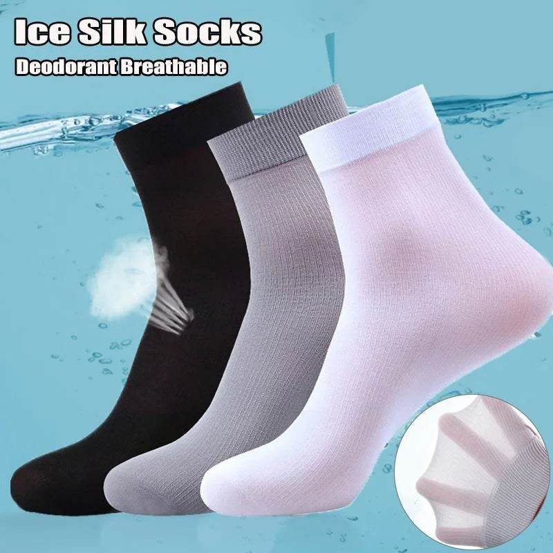 Men Ice Silk Socks Summer Spring Ultra-thin Socks Solid Business Socks Breathable Soft Socks Ankle Bamboo Fiber Socks