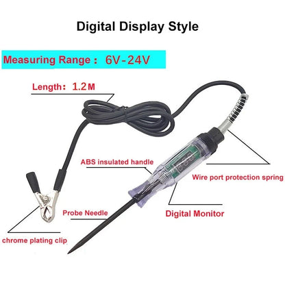 Universal Digital Display Car Truck Voltage Circuit Tester Probe Pen Light Bulb Diagnostic Tool Car Circuit Repair Accessories