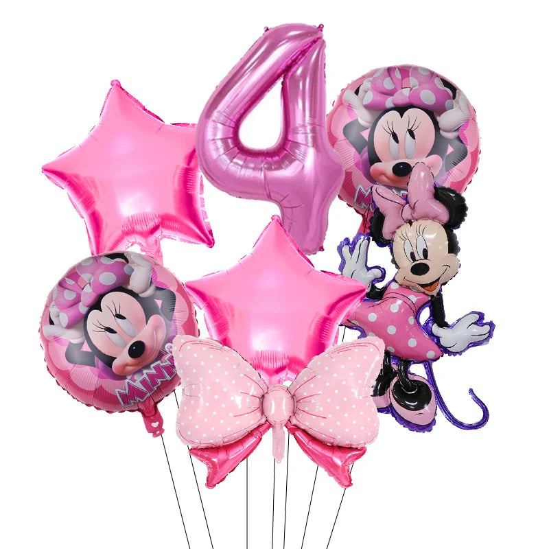 Minnie Mouse Birthday Party Decorations Tableware Set Birthday Decorations Full Set Pink Balloons Banner Candy Box Kids Favors