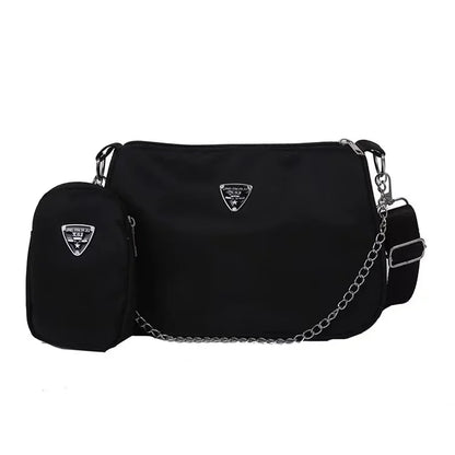 Two-piece Package Fashion Bag with Square Small Bags Women's Fashion Handbags Retro Messenger Bag Crescent Chain Crossbody Bag