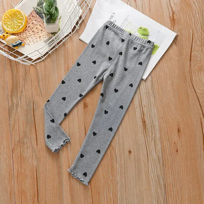 V-TREE Girls Leggings Skinny Print Dot Trousers Kids Slim Stretch Pants Cotton Pattern Spring And Autumn Children's Clothing